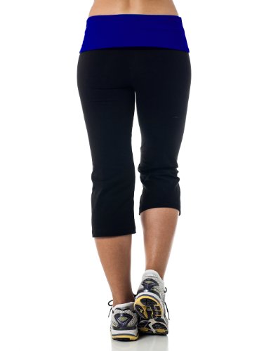 Alki'i Yoga Capri with Foldover waistband, DarkBlue L