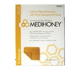 Medihoney Calcium Alginate Dressing with Medical Grade Honey 4 X 5 Box of 10