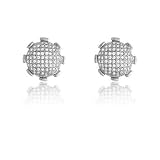 Fine Jewelry 925 Sterling Silver Button Earrings with Radiant Micro Pave Puffed Circle Design - Incl. ClassicDiamondHouse Free Gift Box & Cleaning Cloth