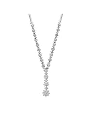 224-Stone 5-Carat Tw. Diamond Flower Necklace - 14K White Gold with 18" Herringbone Chain - Timeless Treasures Jewelry