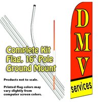 DMV Services Feather Banner Flag Kit (Flag, Pole, & Ground Mt)