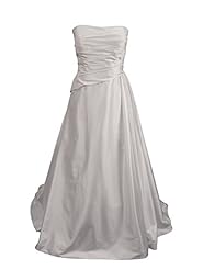 A-line Strapless Satin Pleated Full-Skirt Wedding Dress 
