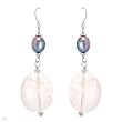 Earrings With 38.00ctw Precious Stones - Genuine 7mm Freshwater Pearls and Quartz in 925 Sterling silver. Total item weight 12.0g Length 54mm