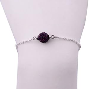 Kadima Swarovski Elements Crystal Disco Ball Amethyst Bracelet,Bracelet Length 7.5 Inches, Ball Size:10mm