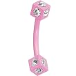 16 Gauge Pink Crystalline Gem Square Eyebrow Ring