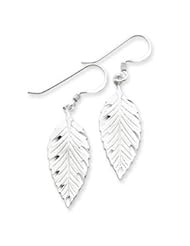 Sterling Silver Diamond Cut Leaf Wire Earrings QE4156"