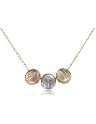 Duragold 14k White and Yellow Gold Diamond Cut Bead Necklace, 17"