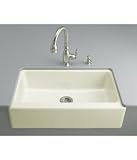 Kohler K-6546-4U-NY Dickinson Apron-Front, Undercounter Kitchen Sink with Four-Hole Oversized Centers, Dune