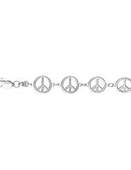 Gold Bracelet White 3d Peace Symbol Bracelet