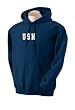 Custom distressed style USN Navy on mens hooded pullover sweatshirt