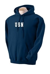 Custom distressed style USN Navy on mens hooded pullover sweatshirt
