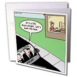 Londons Times Funny Society Cartoons - Illegal Downloading of Music - Greeting Cards-12 Greeting Cards with envelopes