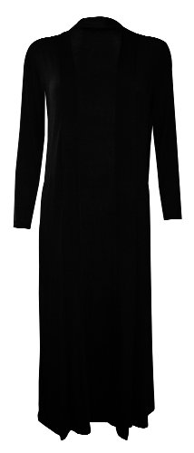 MyMixTrendz - Womens Long Sleeve Calf Length Cardigan (M (UK 12 EU 40 US 6), Black)