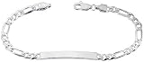 Medium Thin Sterling Silver Figaro Link ID Bracelet, 3/16" (5.0mm) wide, NICKEL FREE