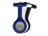Nurses Fob Watch - 1 Watch + Dark Blue, White, Black Holders - Silicone (Infection Control)