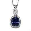 18K White Gold Tanzanite and Diamond Pendant