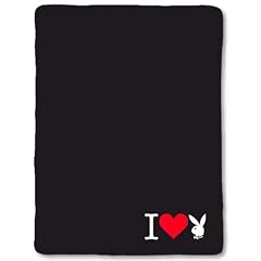 Playboy Fleecedecke I Heart Bunny, schwarz