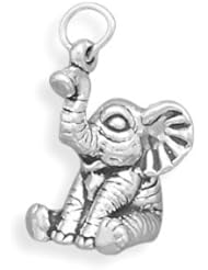Cute Sitting Baby Elephant Charm Sterling Silver, Made in the USA