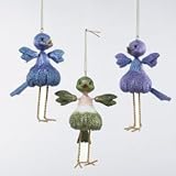 BIRD ORNAMENT WITH HANGING WIRE LEGS - CUTE BIRD ORNAMENT WITH HANGING WIRE LEGS & SPRING WINGS