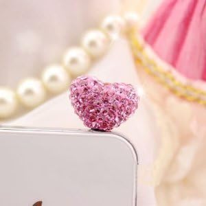 Poposh Rhinetone Pink Heart Anti Dust Plug Earphone Cap Jack Headphone Port Stopper Caps for Smartphones Tablet Notebook with 3.5mm Headphone Ports for Apple iPhone ipod 3 3G 3GS 4 4GS 4S iphone 3 4 4S 5/iPad 1 2 3 /iPad mini/ Samsung Galaxy Tab 10.1 P7500 P5110 /Samsung Galaxy Note 10.1/ Samsung Galaxy Tab 7.0 P3110 P6100 P1000/10.1 Supertab, epad,apad, samsung galaxy S2 i9100 i9220 S3 I9300 ,S4 I9500 ,S3 Mini i8190 ,tab n7000/ HTC sensation xl, Desire HD ONE X ,LG P880 ,Nokia Luma 920 820, HTC ONE X S V, Sony Xperia Z, Blackberry, Amazon Kindle Book, etc