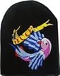 Outer Rebel Fashion Beanie- Black with Lucky Sparrow Tattoo Art Patch