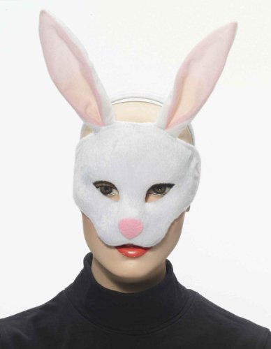 Forum Novelties Deluxe Plush White Bunny Rabbit Animal Half Mask-image