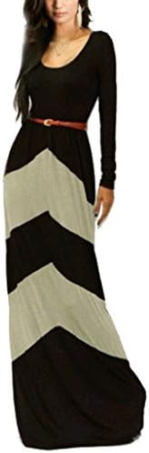Oulifa Chevron Color Blocked Long Sleeve Empire Waisted Maxi Dress Large Khaki
