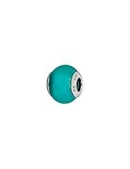 Sterling Silver Teal Matte Italian Murano Charm