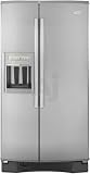 Whirlpool GS6NHAXVA 25.6 cu. ft. Side-by-Side Refrigerator with 2 Adjustable SpillGuard Shelves, Cantilevered Shelving, Humidity-Controlled Crisper, External Ice/Water Dispenser with In-Door-Ice Dispensing System, and PuR Filtration: Monochromatic Satina