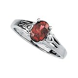 07.00X05.00 MM 14K White Gold Genuine Rhodolite Garnet Ring