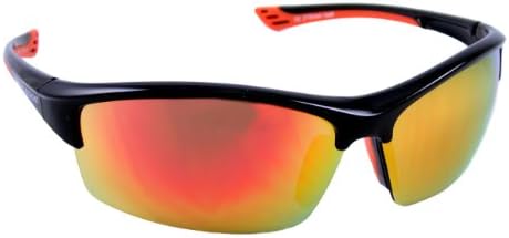 Optic Edge Semi-Rimless Frame Street Legal Sunglasses, Black, Fire Orange Lens