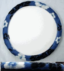 Blue Hawaiian Hibiscus Flowers Print Steering Wheel Cover