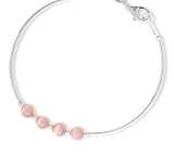 Cat's Eye Glass Sterling Silver Bracelet, 5 in long, 1mm Child-size w/Four Beads