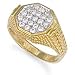 Jewelco London 9ct Solid gold hand finished men's cubic zirconia set cluster Ring