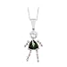 14K White Gold Cubic Zirconia Triangular Shaped Imitation Emerald Girl Pendant with Chain