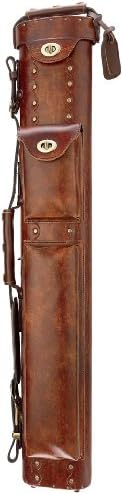 Rawhyde SL3 2 Butt/4 Shaft Brown Leather with Brass Rivets Pool Cue Case