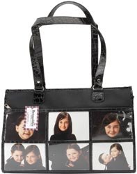 Wet Croco Collection & Microfiber 6-Window Bag: Black