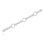 Platinum Plated Sterling Silver Genuine Diamond Accent Circle Link Bracelet, 7.25"