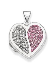 Genuine IceCarats Designer Jewelry Gift Sterling Silver 18Mm Heart Light Rose And White Swarovski Elements Locket