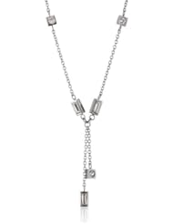 Rolo Chain Drop Multiple Crystals in Stainless Steel Pendant Necklace