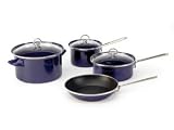 Chantal 7 Piece Enamel-on-Steel Cookware Set, Cobalt Blue Glossy