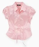 BCX Girls Puff-Sleeve Blouse with Tie Belt