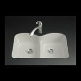Kohler K-6626-6U-95 Langlade White/Color Undermount - Double Bowl Kitchen Sink - Ice Grey