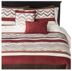 Malaga Chevron 5 Piece KING Duvet Cover Set - Red