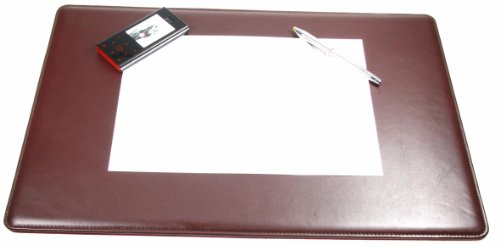 Lucrin - Desk blotter with rounded corners 19.7 x 13.4 inches - smooth cow leather - Burgundy
