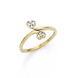 14k Diamond Double Heart Toe Ring - JewelryWeb