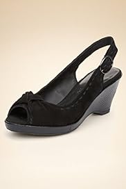 Footglove Original Leather Peep Toe Knot Wedge Shoes