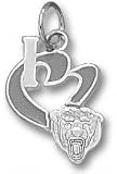 Chicago Bears Solid Sterling Silver ''I Heart'' Bear Head 1/2'' Enamel Pendant