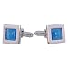Classic Steel Blue Catseye-style Cufflinks in Silver Frame by Cuff-Daddy Classic Steel Blue Catseye-style Cufflinks in Silver Frame by Cuff-Daddy