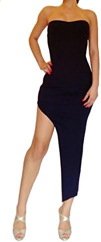 oki doki-Sexy stretch side zip open dress in navy. (Large)